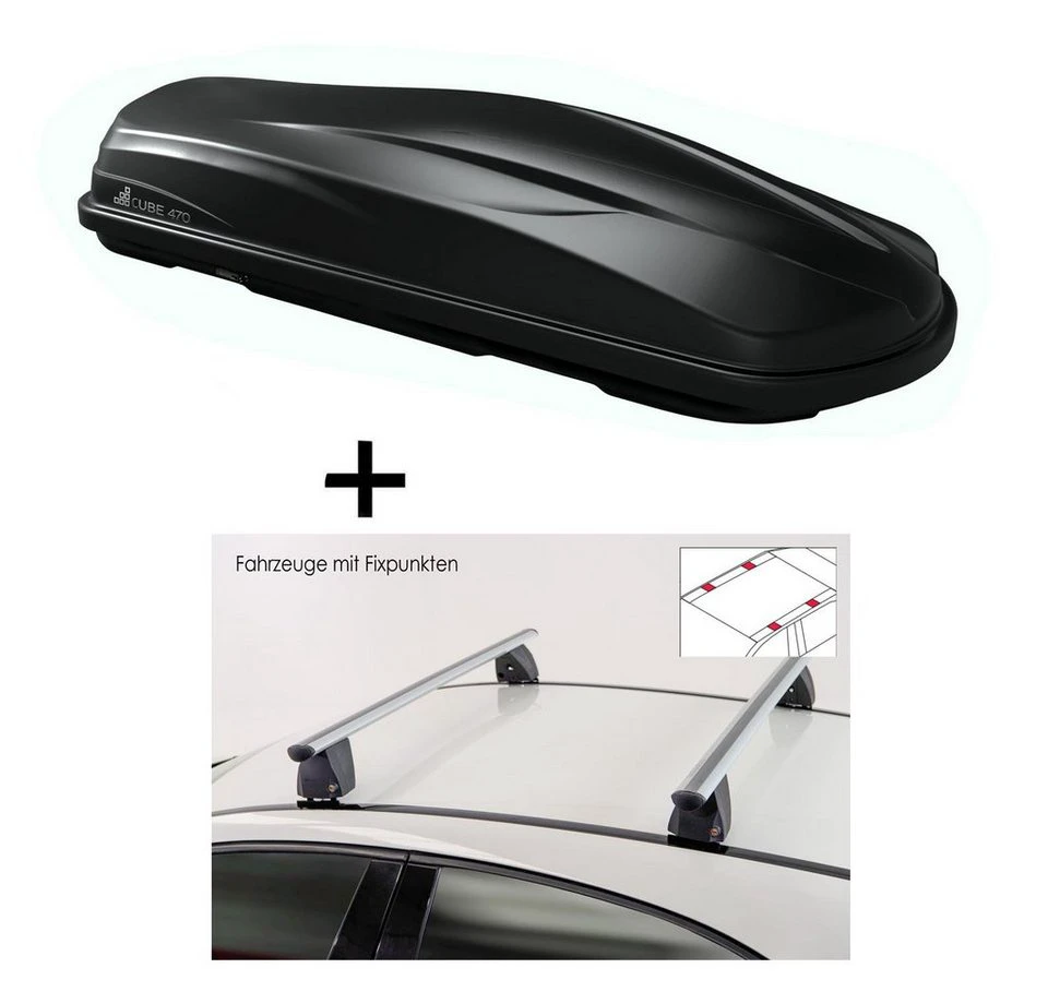 VDP CUBE470 Dachbox mit Dachträger Fiat Multipla 5 Türer 1998-2003 schwarz glänzend
