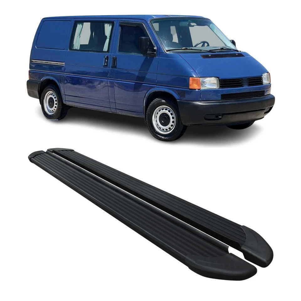 OMAC Trittbretter VW Transporter T4 1990-2003 L1 kurzer Radstand 2-tlg. Aluminium ABS rutschfest