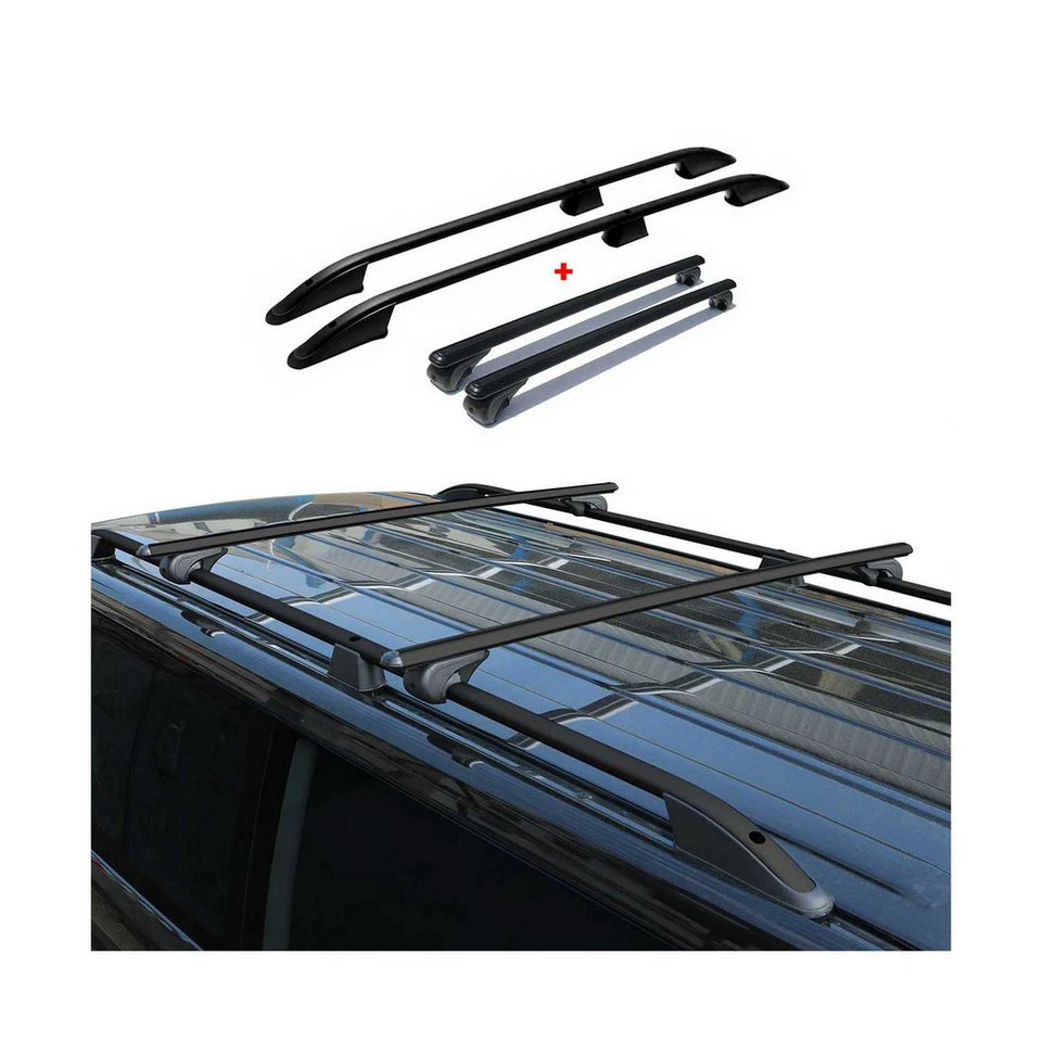 OMAC Dachträger Dachreling VW T5 T6 Transporter Multivan L1 Alu Schwarz 4x