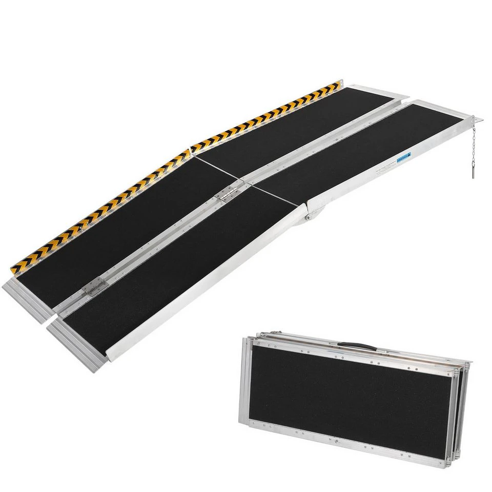 GarveeMore Auffahrrampe 8FT Rollstuhlrampe Aluminium faltbar 600lbs rutschfeste Oberfläche