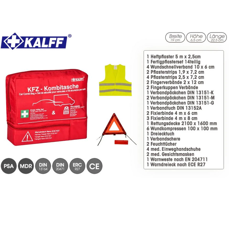 Kalff KFZ-Kombitasche Trio mit Warnweste und Warndreieck 1-tlg.