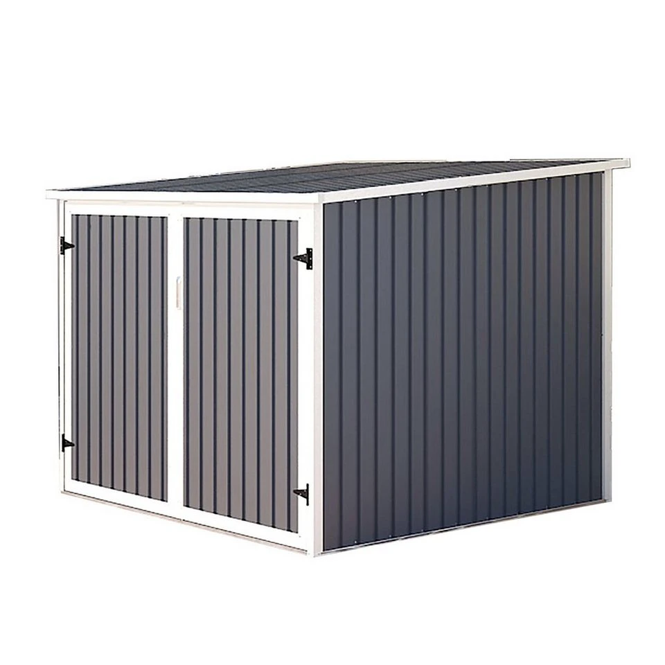 HATTORO Fahrradgarage Grau für 4 Fahrräder Stahlblech 203 x 198 x 142-157 cm