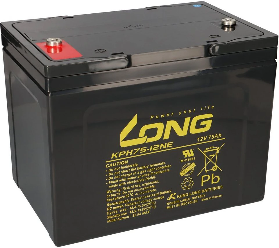 Kung Long Akku 12V 75Ah KPH75-12NE M6 AGM wartungsfrei