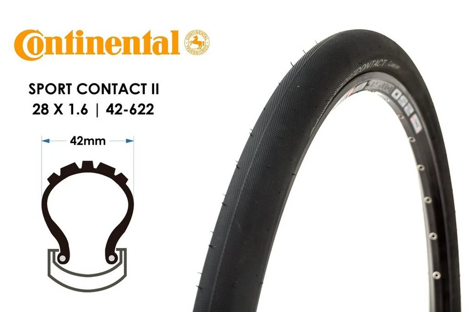 Continental Sport Contact II Fahrradreifen 28 x 1.60 Drahtreifen Gravel Speedbike schwarz