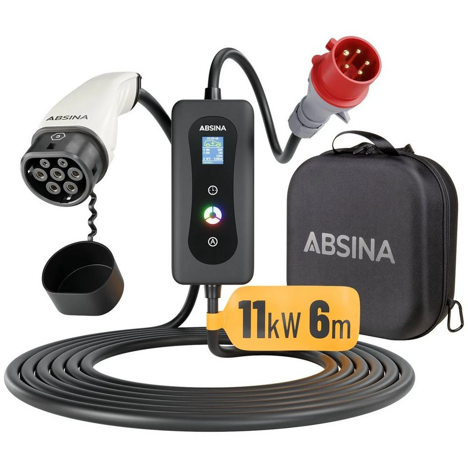 ABSINA CEE Ladekabel Typ 2 6 Meter mobile Ladestation bis 11kW