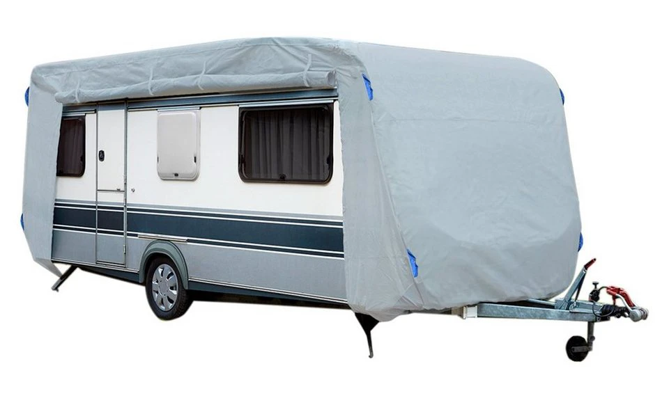 GreenYard Wohnwagen Abdeckplane XXL 730 x 250 x 220 cm Grau UV-beständig schimmelresistent reißfest