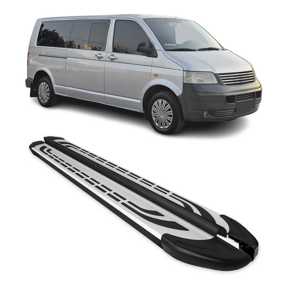 OMAC Trittbretter VW Transporter T5 2003-15 L2 langer Radstand Aluminium 2-tlg. rutschfest