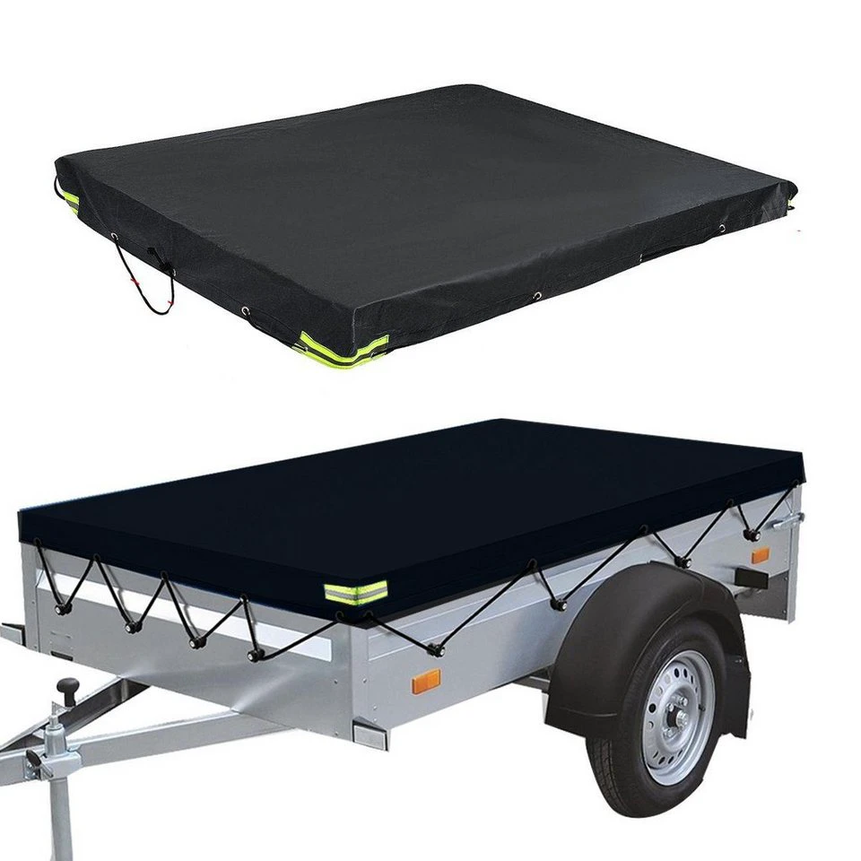 ELUTO Anhängerplane PKW Flachplane 214 x 122 x 13 cm Grau Oxford-Stoff PVC Gummiseil