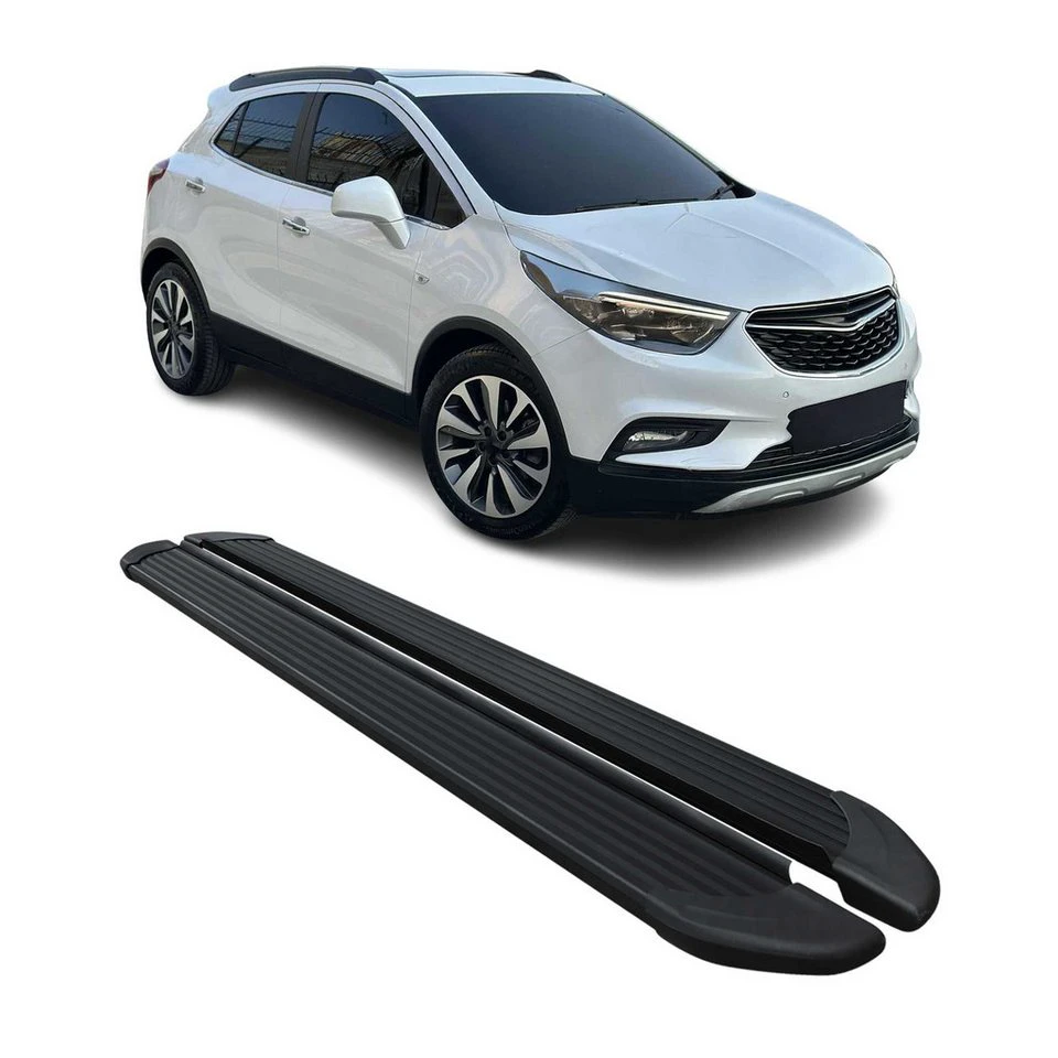 OMAC Aluminium Trittbretter Opel Mokka 2012-2019 2-tlg. Schwarz rutschfest