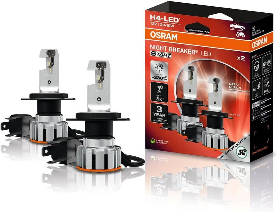 Osram H4 NIGHT BREAKER LED START 230% StVZO-konforme LED 2St. Kaltweiß