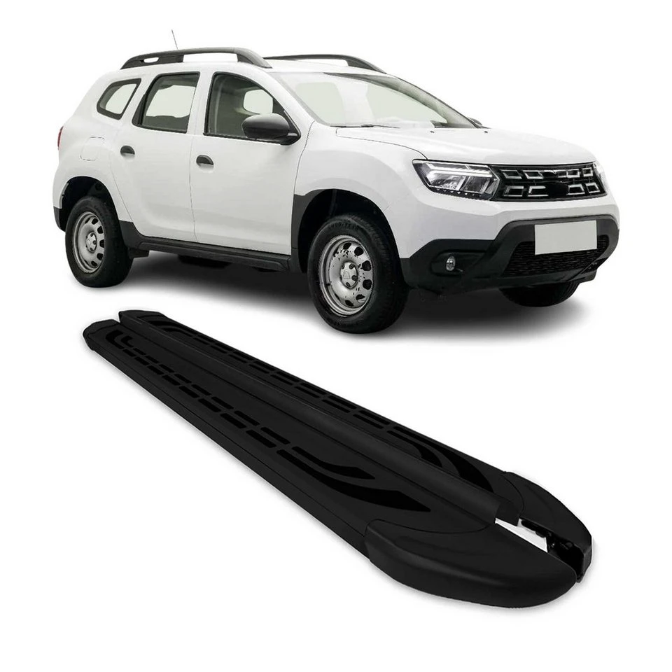OMAC Trittbretter für Dacia Duster 2018-24 Aluminium Schwarz 2-tlg. rutschfest
