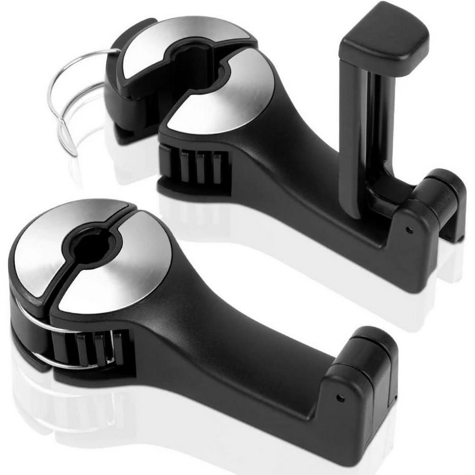 URAQT Auto Kopfstützen Haken 2er Set 360° drehbar Handyhalterung Silber