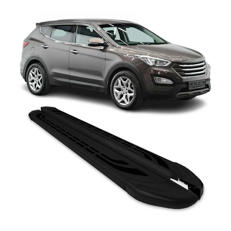 OMAC Aluminium Trittbretter Hyundai Santa Fe 2012-2018 Schwarz 2-tlg. rutschfest