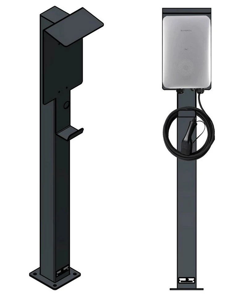DIE-LADESÄULE.DE Elektroauto-Ladestation-Halterung für Sungrow 11 kW AC Wallbox mit Dach, Edelstahl, Anthrazit
