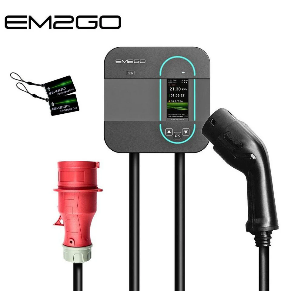 EM2GO AC Wallbox 11 kW 6,5 m Typ 2 RFID Solarladekompatibel
